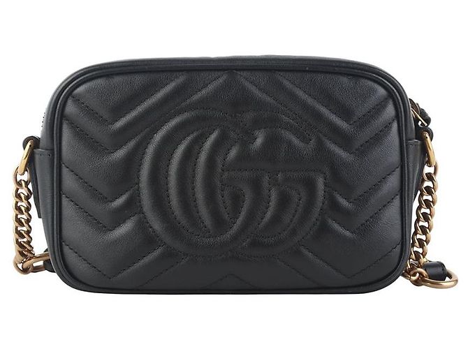 Gucci Borsa a tracolla mini GG Marmont trapuntata Nero - vista 3