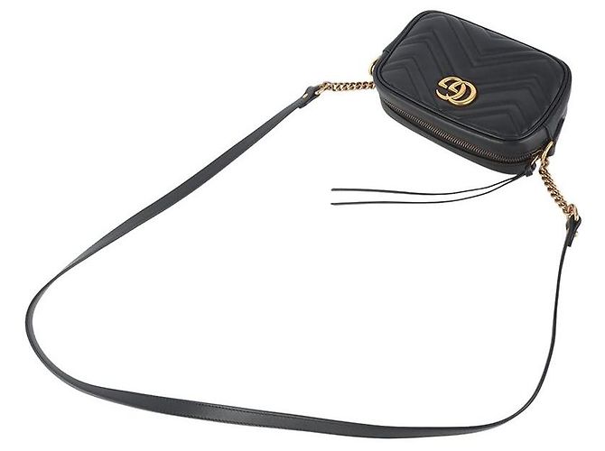 Gucci Borsa a tracolla mini GG Marmont trapuntata Nero - vista 4