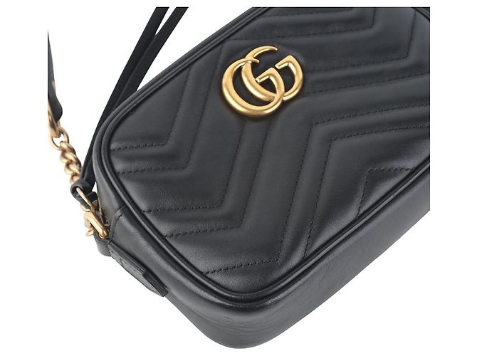 Gucci Borsa a tracolla mini GG Marmont trapuntata Nero - vista 5