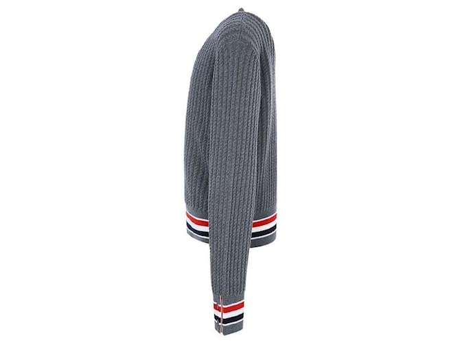 Thom Browne Merinowolle-Strick mit drei Streifen Braun - Ansicht 5