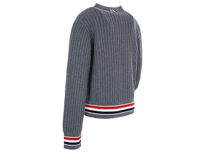 Thom Browne Merinowolle-Strick mit drei Streifen Braun - Ansicht 6