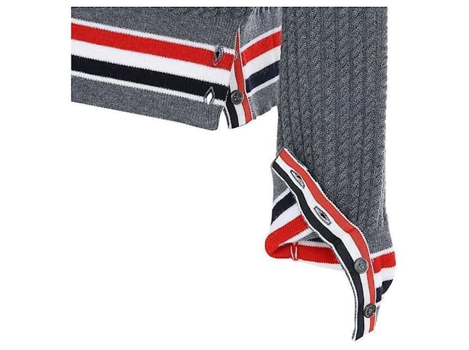 Thom Browne Merinowolle-Strick mit drei Streifen Braun - Ansicht 9