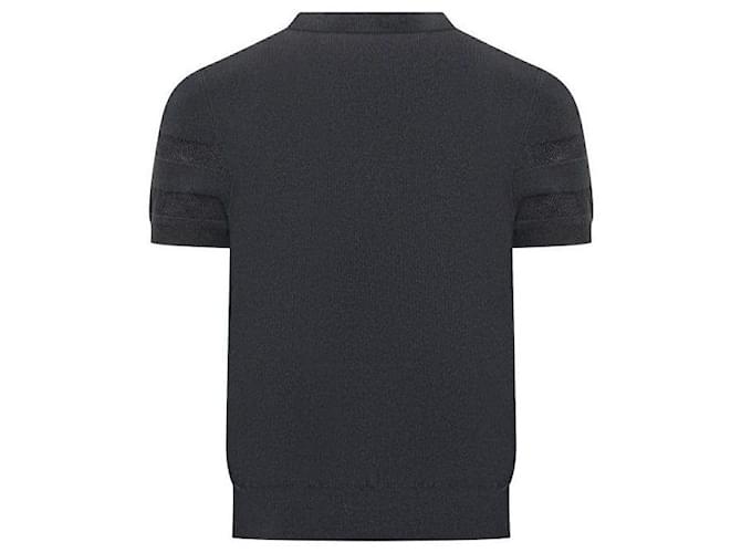 Givenchy Jacquard-Baumwollstrick-T-Shirt Blau - Ansicht 5