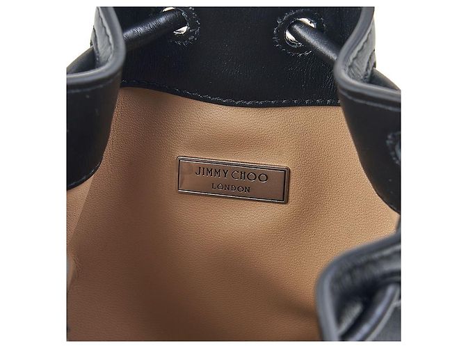 Jimmy Choo Borsa a secchiello Bon Bon senza cuciture Nero Argento antico - vista 8