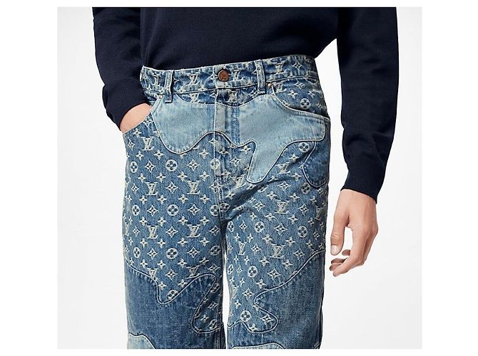 Louis Vuitton Pantaloni in denim patchwork Nigo Monogram Multicolore - vista 8