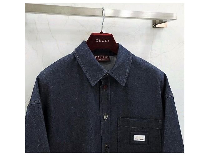 Gucci Camicia in denim con etichetta Web Band - vista 3