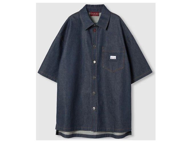 Gucci Camicia in denim con etichetta Web Band - vista 8