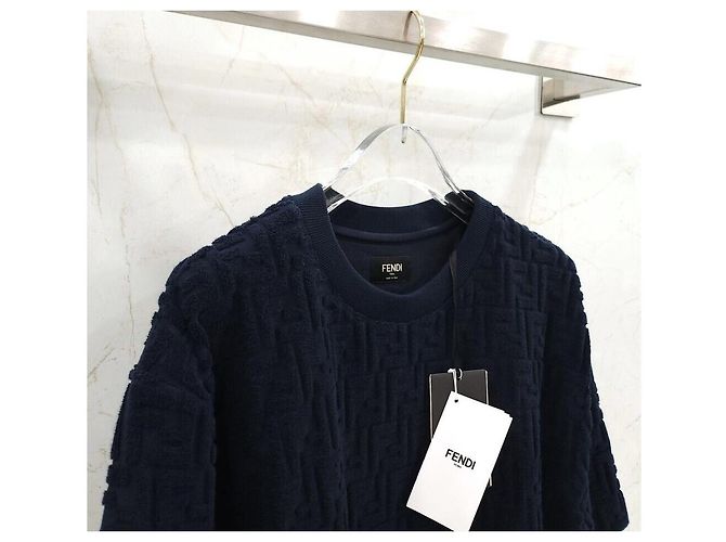 Fendi Kurzärmeliges T-Shirt aus Navy Terry - Ansicht 3