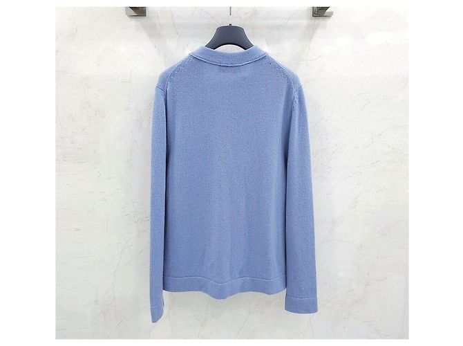 Dior Couture Cardigan aus blauem Kaschmir mit Logo - Ansicht 2