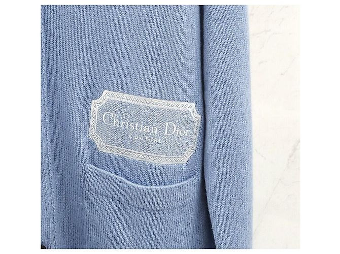 Dior Couture Cardigan aus blauem Kaschmir mit Logo - Ansicht 4
