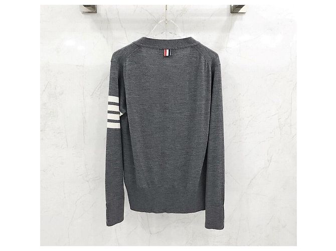 Thom Browne Grauer Cardigan aus Merinowolle Braun - Ansicht 2