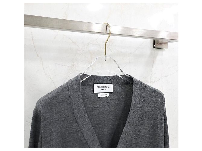 Thom Browne Grauer Cardigan aus Merinowolle Braun - Ansicht 3