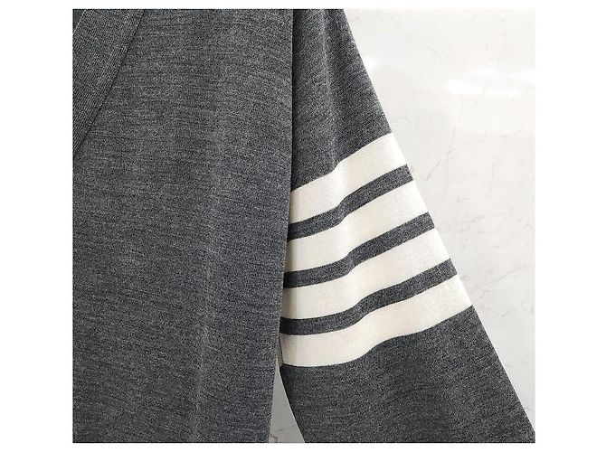 Thom Browne Grauer Cardigan aus Merinowolle Braun - Ansicht 4