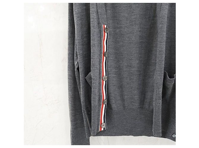 Thom Browne Grauer Cardigan aus Merinowolle Braun - Ansicht 5