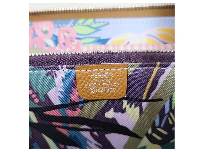 Hermès Portafoglio lungo classico in seta Oro Marrone - vista 10
