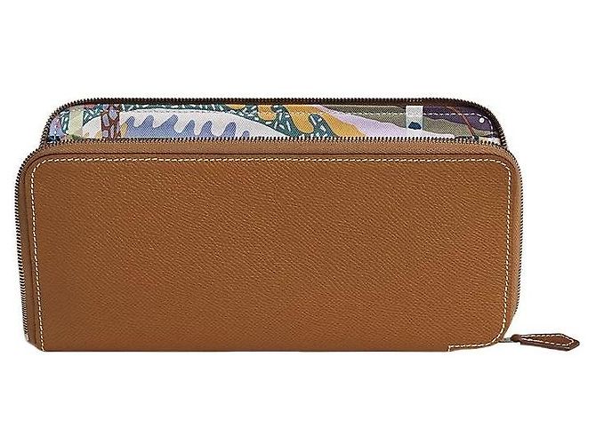 Hermès Portafoglio lungo classico in seta Oro Marrone - vista 2