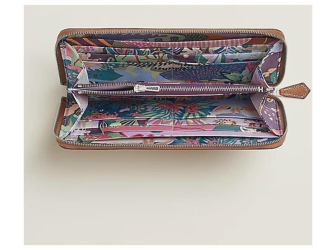 Hermès Portafoglio lungo classico in seta Oro Marrone - vista 3