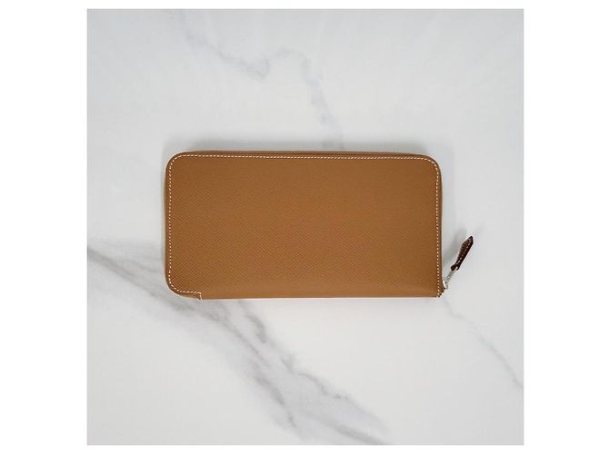 Hermès Portafoglio lungo classico in seta Oro Marrone - vista 5