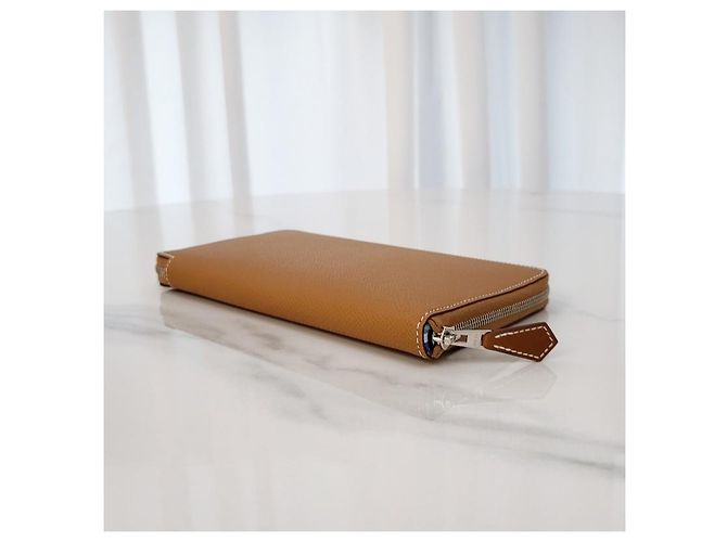 Hermès Portafoglio lungo classico in seta Oro Marrone - vista 6