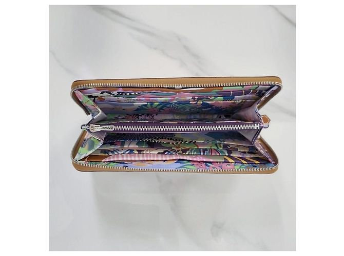 Hermès Portafoglio lungo classico in seta Oro Marrone - vista 7