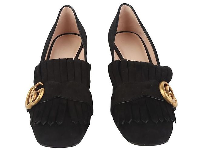 Gucci Suede Marmont Mid Heel Pumps mit Fransen Mehrfarben - Ansicht 2