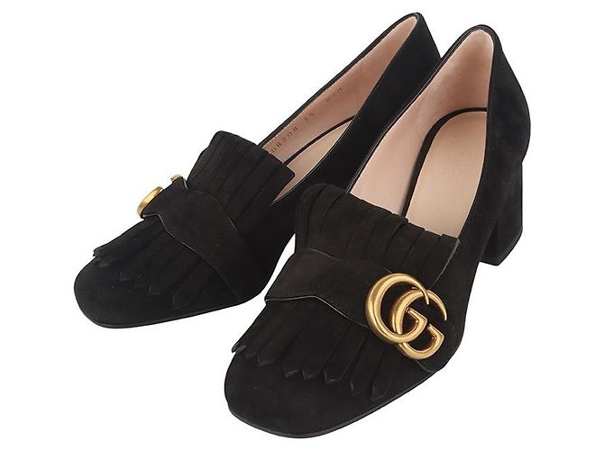 Gucci Suede Marmont Mid Heel Pumps mit Fransen Mehrfarben - Ansicht 3