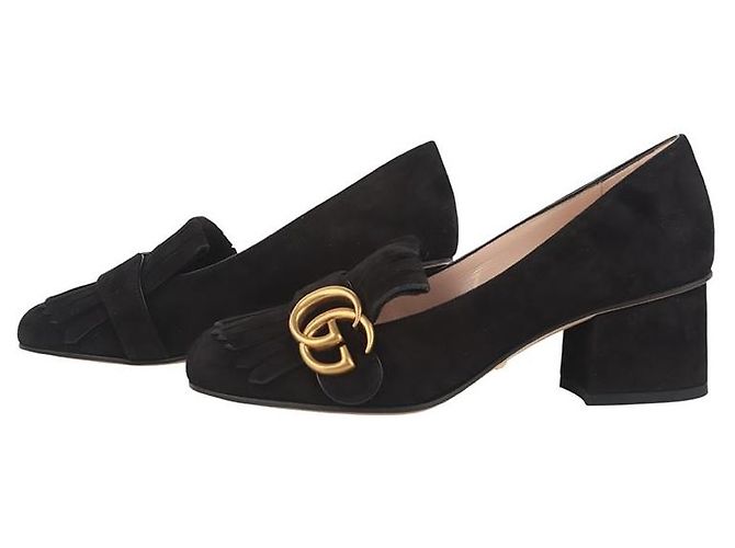 Gucci Suede Marmont Mid Heel Pumps mit Fransen Mehrfarben - Ansicht 5