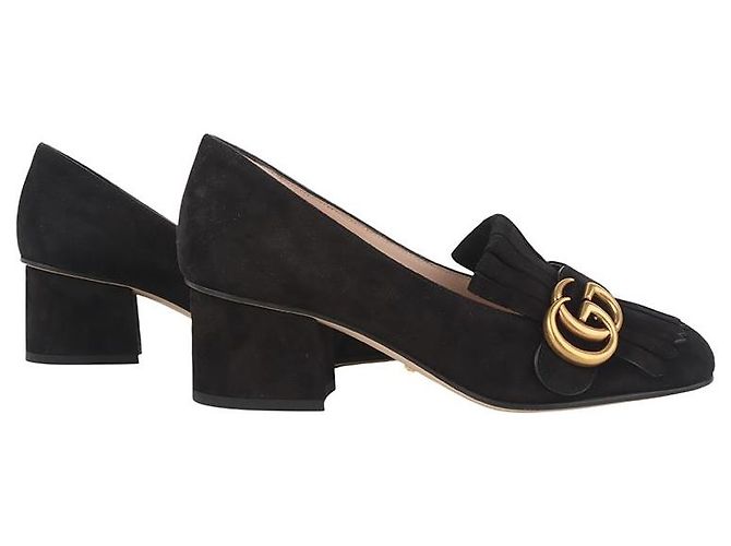 Gucci Suede Marmont Mid Heel Pumps mit Fransen Mehrfarben - Ansicht 6