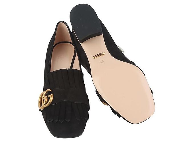 Gucci Suede Marmont Mid Heel Pumps mit Fransen Mehrfarben - Ansicht 7