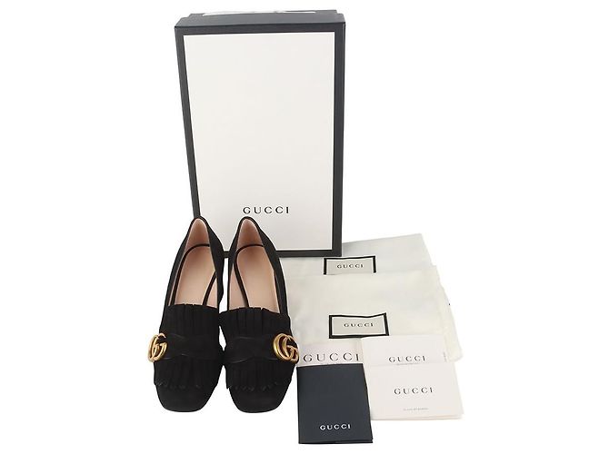Gucci Suede Marmont Mid Heel Pumps mit Fransen Mehrfarben - Ansicht 8