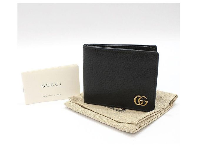 Gucci Black Leather GG Marmont Compact Wallet - view 2