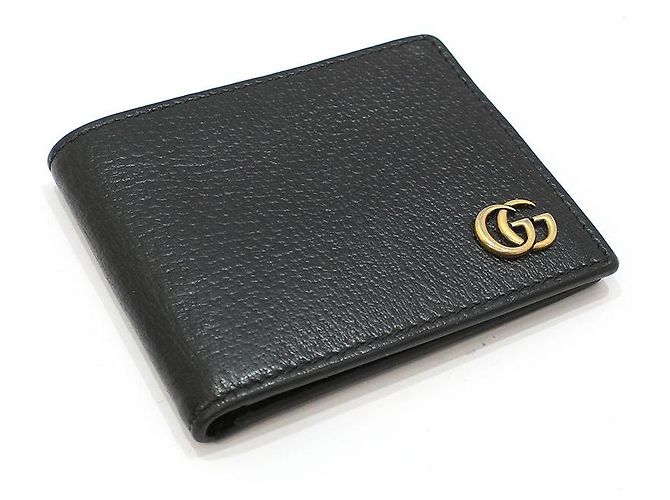 Gucci Black Leather GG Marmont Compact Wallet - view 3