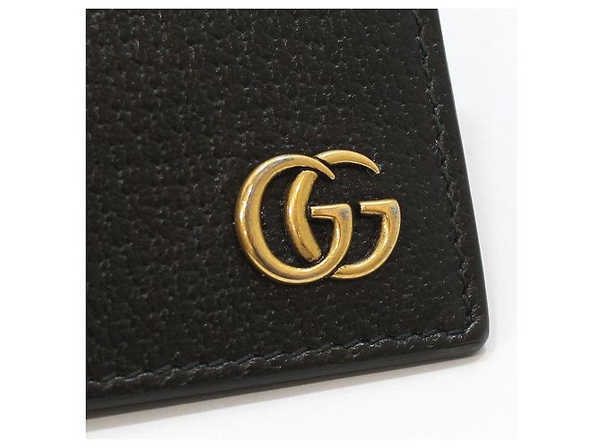 Gucci Black Leather GG Marmont Compact Wallet - view 8
