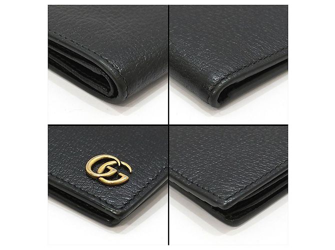 Gucci Black Leather GG Marmont Compact Wallet - view 9