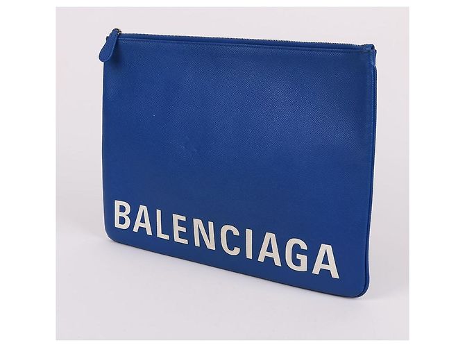 Balenciaga Clutch grande blu con logo - vista 3