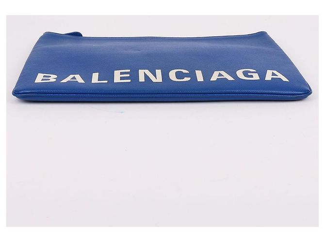 Balenciaga Clutch grande blu con logo - vista 7