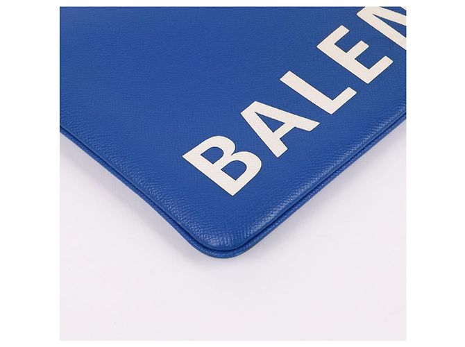 Balenciaga Clutch grande blu con logo - vista 8