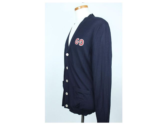 Gucci Strickjacke mit besticktem GG-Logo Navy Blau - Ansicht 2