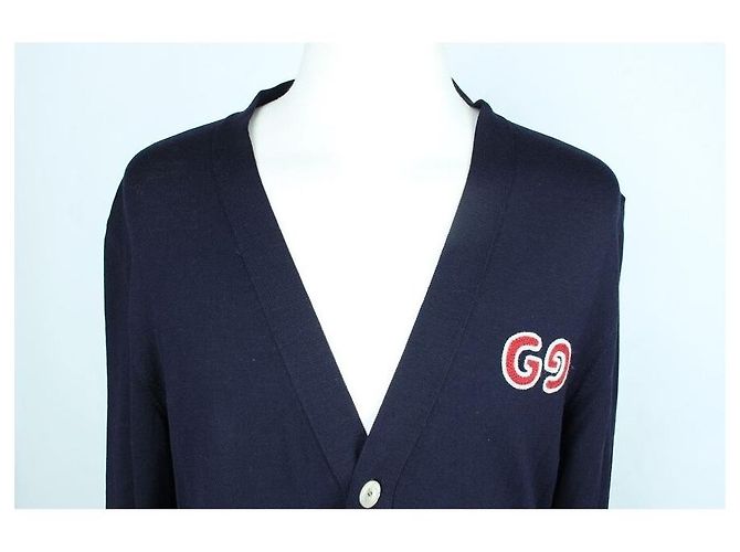 Gucci Strickjacke mit besticktem GG-Logo Navy Blau - Ansicht 4
