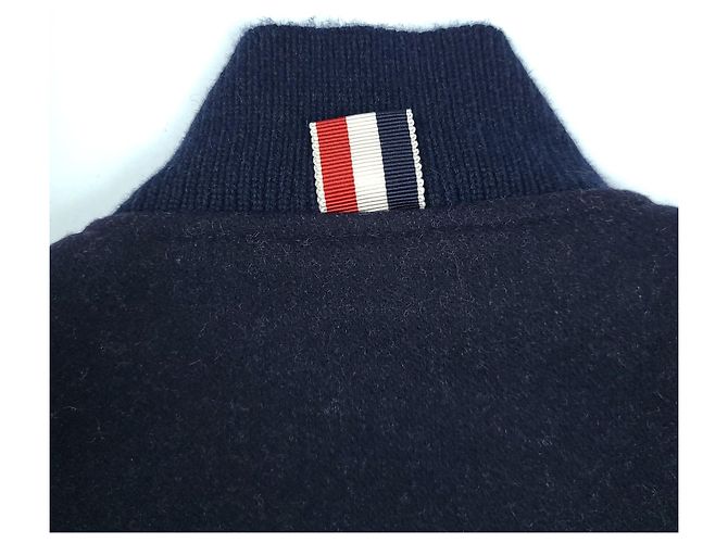 Thom Browne Women's Varsity Wool Jacket Blue - view 6