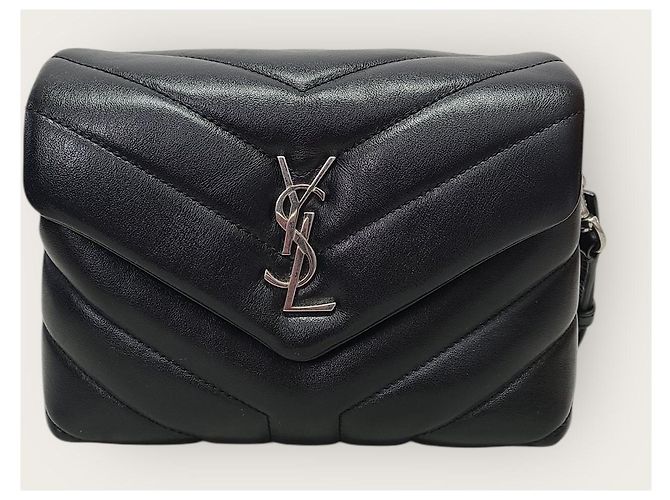 Saint Laurent Borsa piccola YSL Matelassé Loulou nera e argento Nero - vista 2