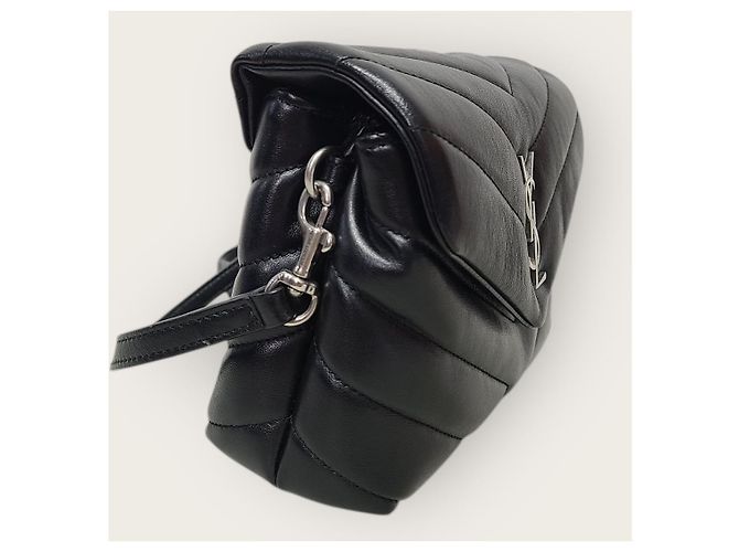 Saint Laurent Borsa piccola YSL Matelassé Loulou nera e argento Nero - vista 4