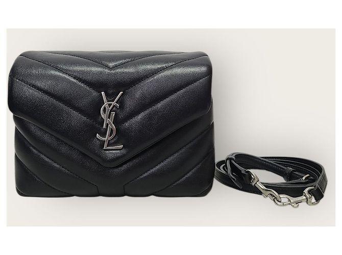 Saint Laurent Borsa piccola YSL Matelassé Loulou nera e argento Nero - vista 8