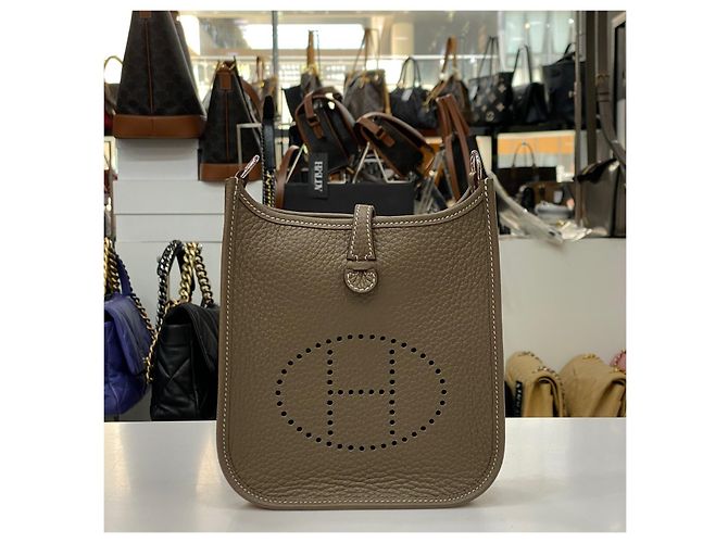 Hermès Mini Evelyne Etoupe Silver Stamp Braun - Ansicht 2