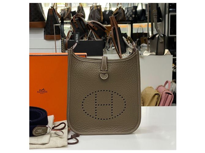 Hermès Mini Evelyne Etoupe Silver Stamp Braun - Ansicht 3