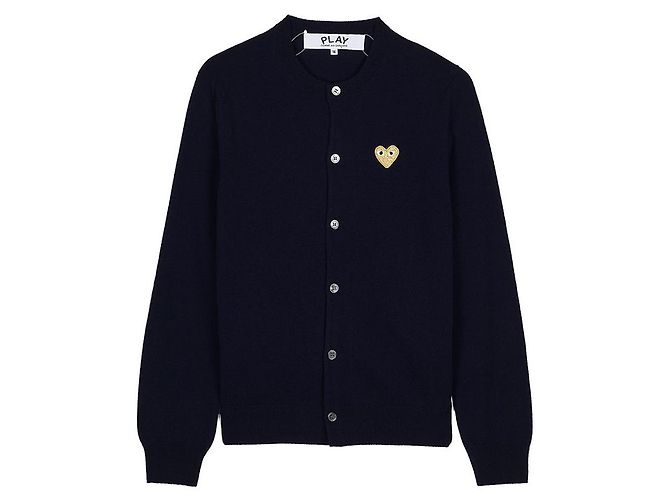 Comme Des Garcons Cardigan mit goldenem Herz-Patch Blau - Ansicht 6