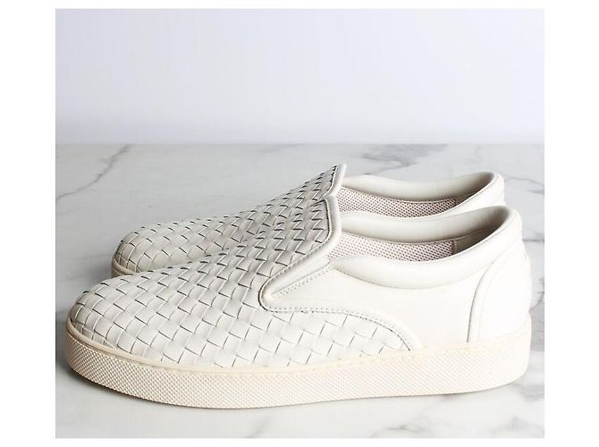Bottega Veneta Intrecciato Leder Slip-On Weiß - Ansicht 2