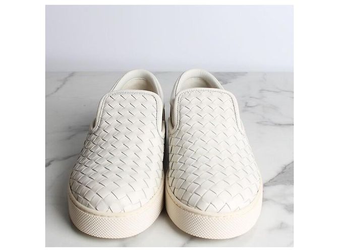 Bottega Veneta Intrecciato Leder Slip-On Weiß - Ansicht 3