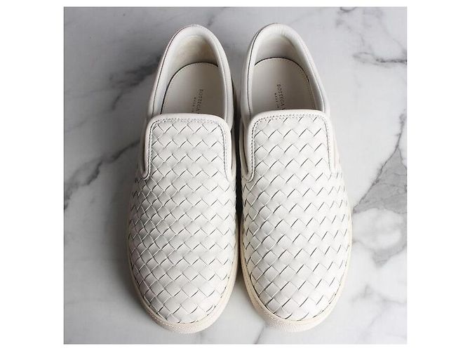 Bottega Veneta Intrecciato Leder Slip-On Weiß - Ansicht 5