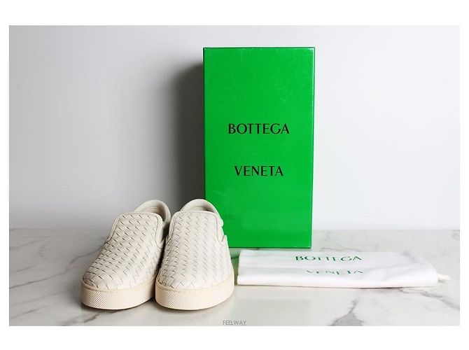 Bottega Veneta Intrecciato Leder Slip-On Weiß - Ansicht 7